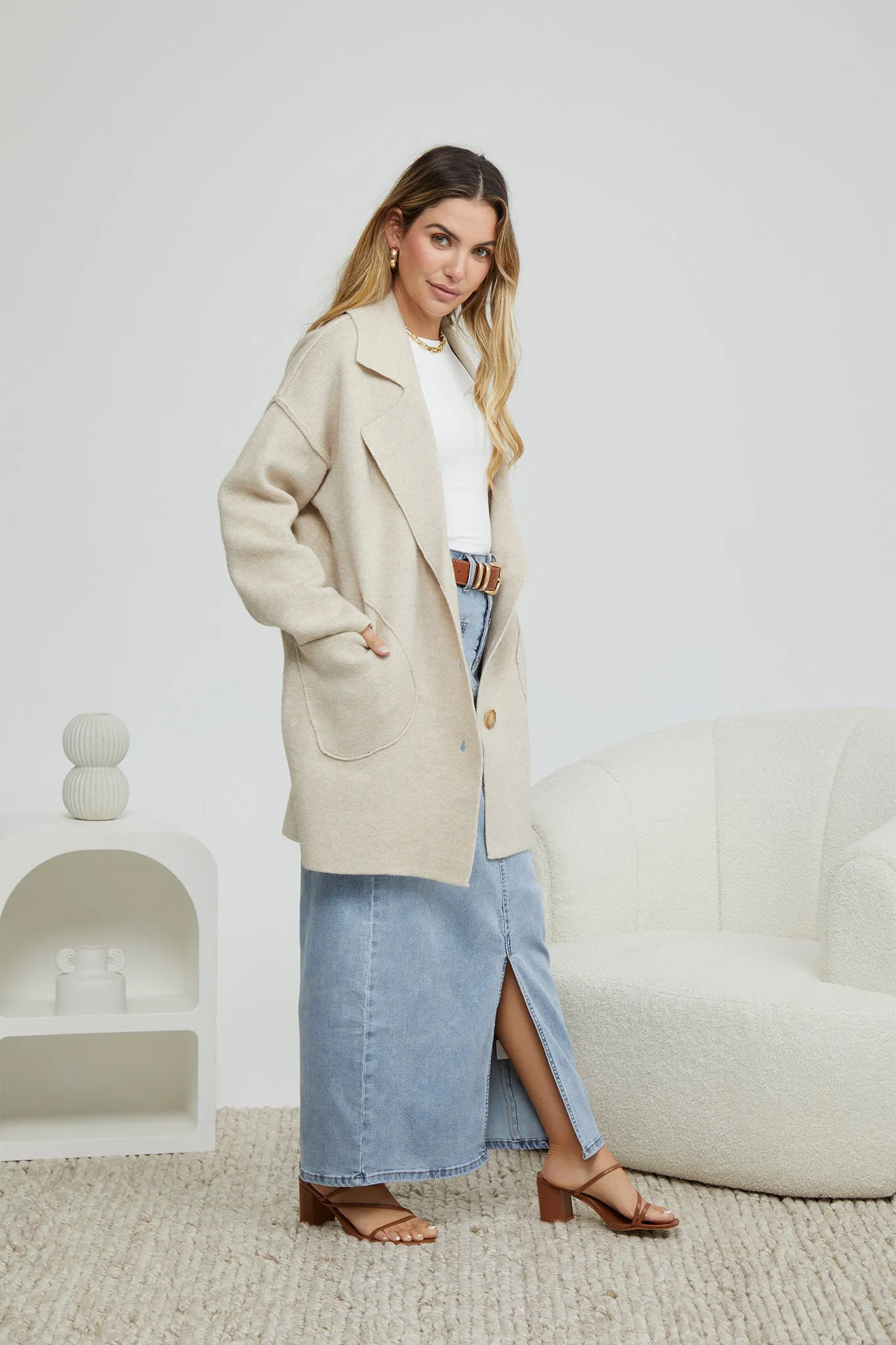 Indora Coatigan - Oatmeal sold by Esther & Co product image thumbnail 5