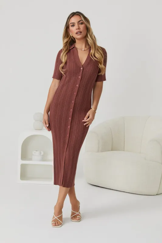 Xanthe Knit Dress - Chocolate sold by Esther & Co