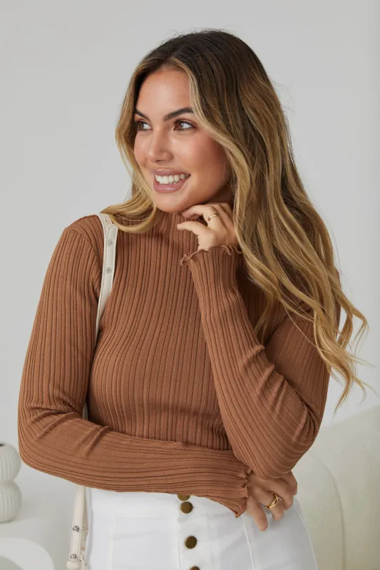 Aurella Knit Top - Mocha sold by Esther & Co
