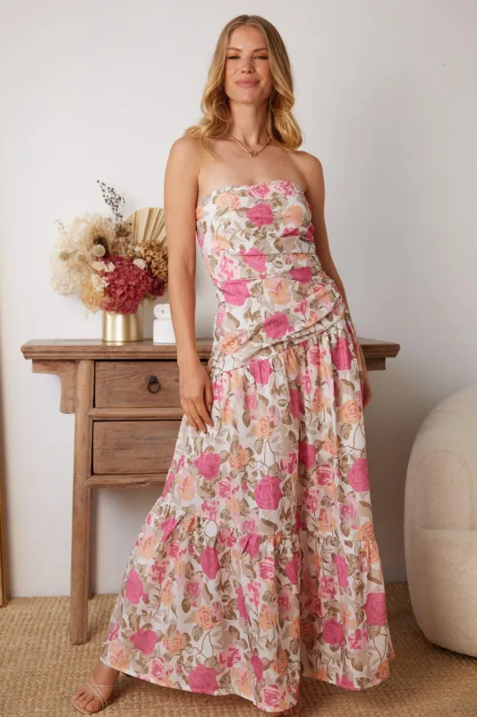 Geraldene Dress - Pink Floral sold by Esther & Co