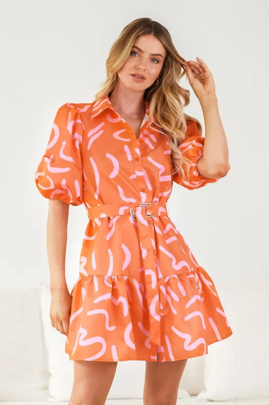 Jolette Dress - Orange Print sold by Esther & Co