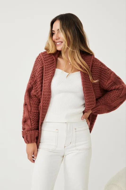 Jorja Cardigan - Dark Rust sold by Esther & Co