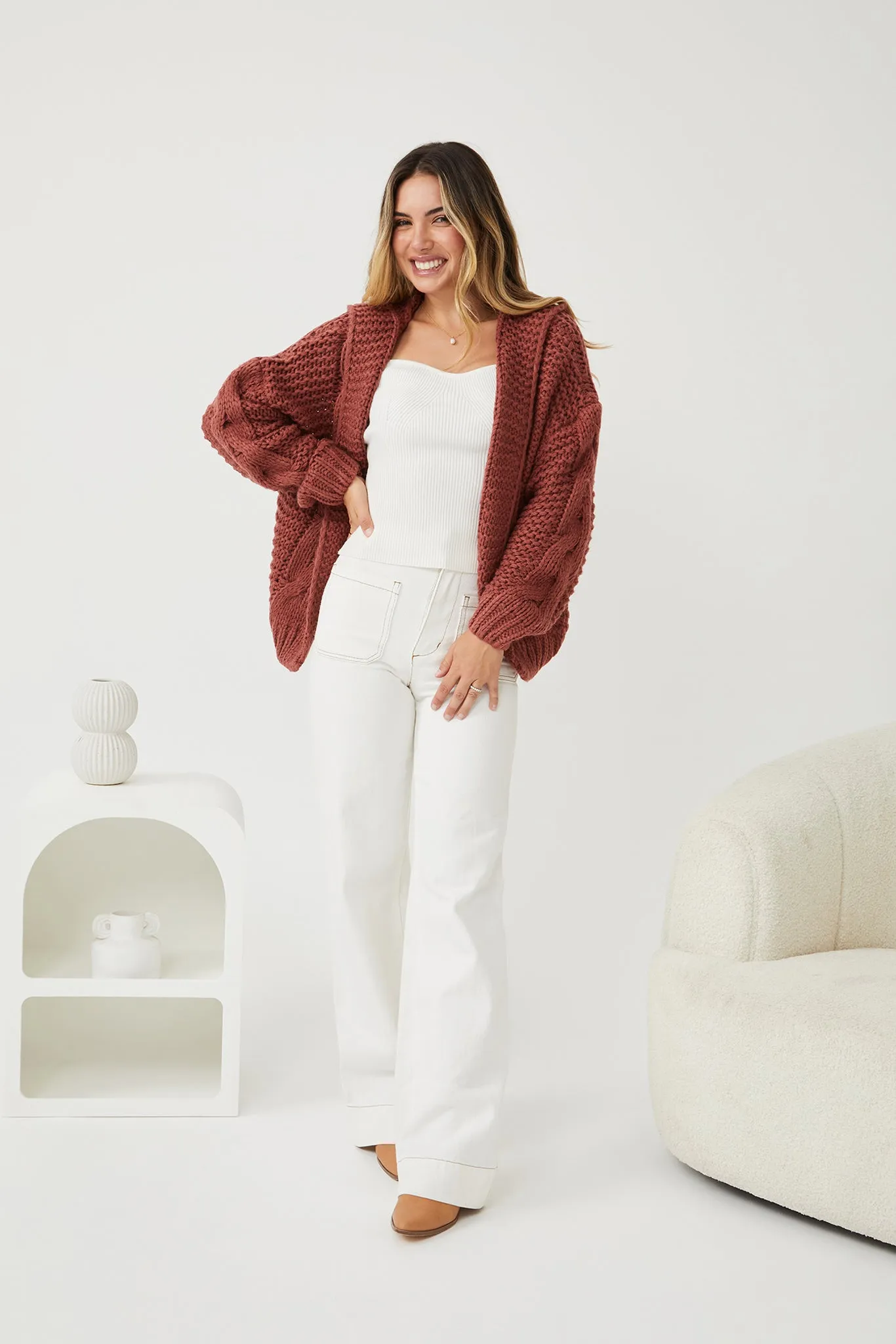 Jorja Cardigan - Dark Rust sold by Esther & Co product image thumbnail 3