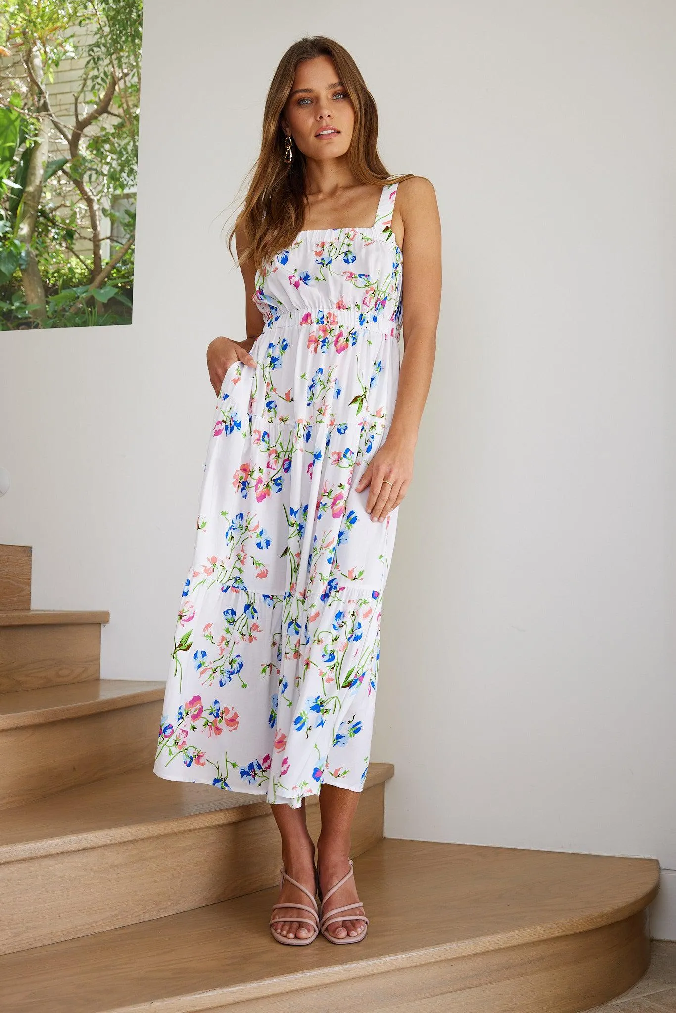 Sharonne Dress - White Floral sold by Esther & Co