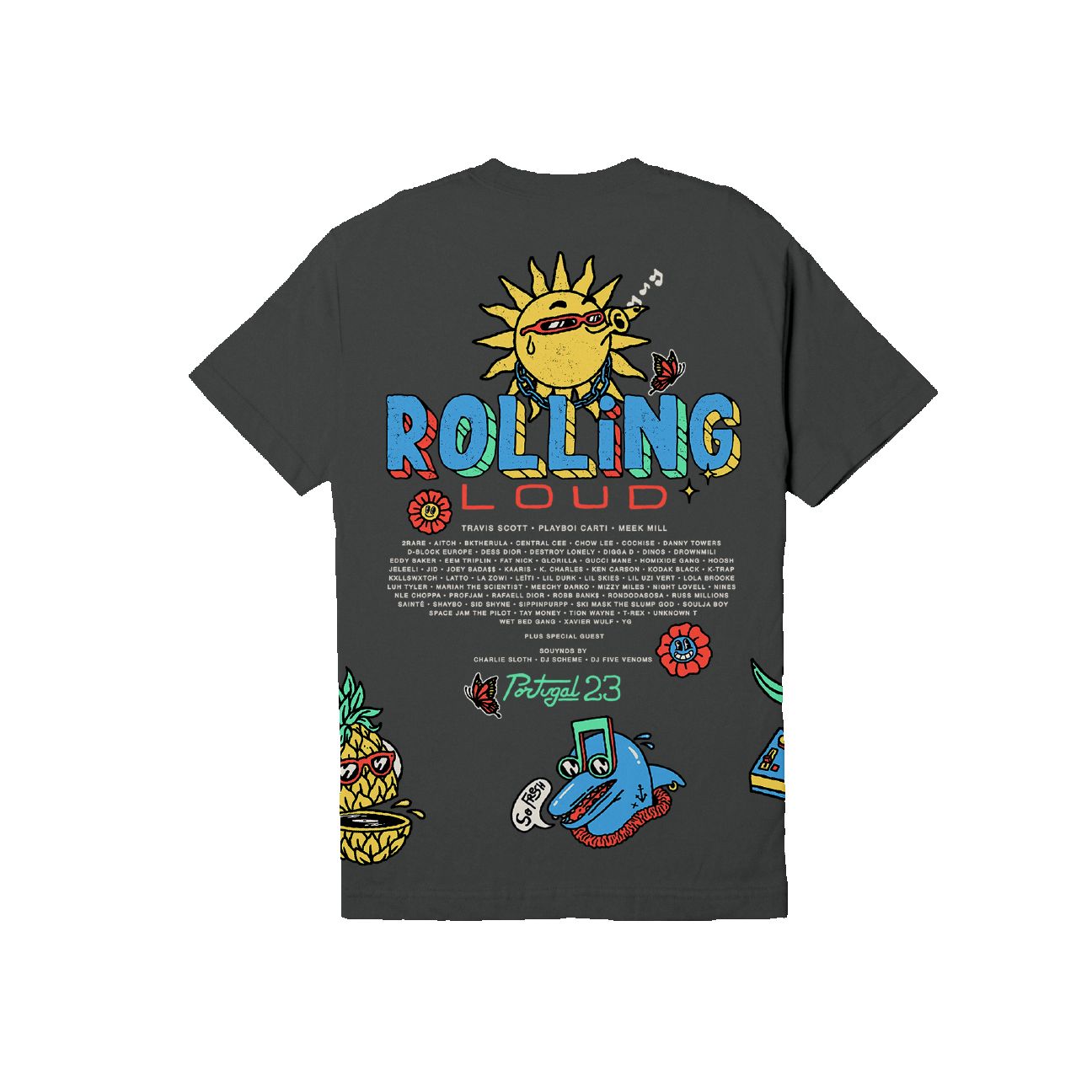RL Portugal 23 Loud N Friends Lineup Vintage Black Tee sold by Rolling Loud Merch product image thumbnail 2