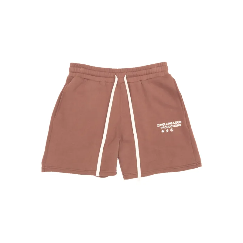 RL Productions Premium Terry Shorts Brown sold by Rolling Loud Merch