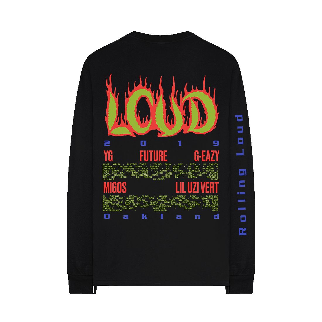 Flame Black Long Sleeve Tee sold by Rolling Loud Merch