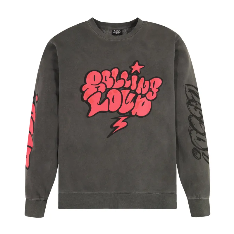 RL Sketchy Logo PINK Vintage Black Crewneck made by Rolling Loud Merch