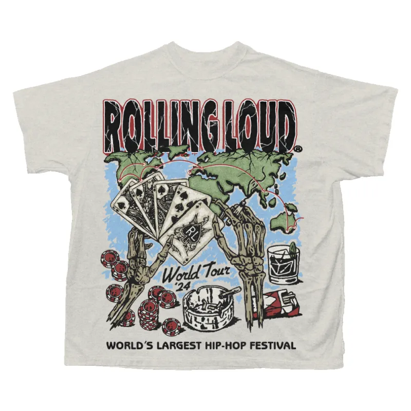 RL World Tour 24 In the Cards Cream Tee sold by Rolling Loud Merch