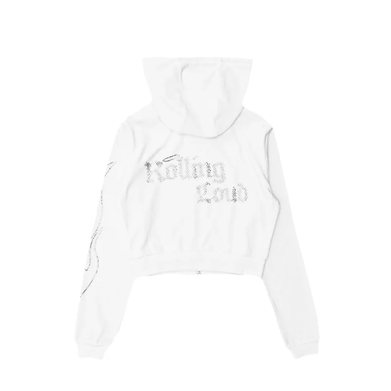 Womens Bunny Bae Bar White Velour Track Hoodie sold by Rolling Loud Merch