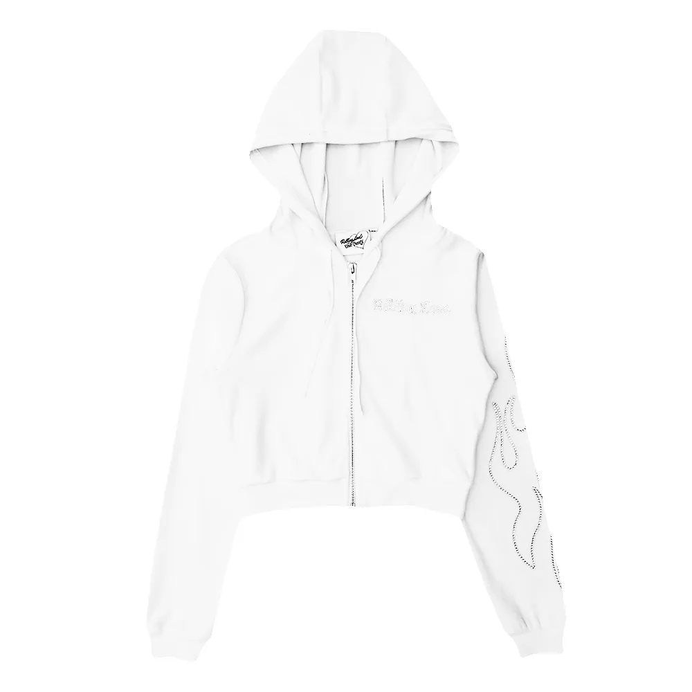 Womens Bunny Bae Bar White Velour Track Hoodie sold by Rolling Loud Merch product image thumbnail 2