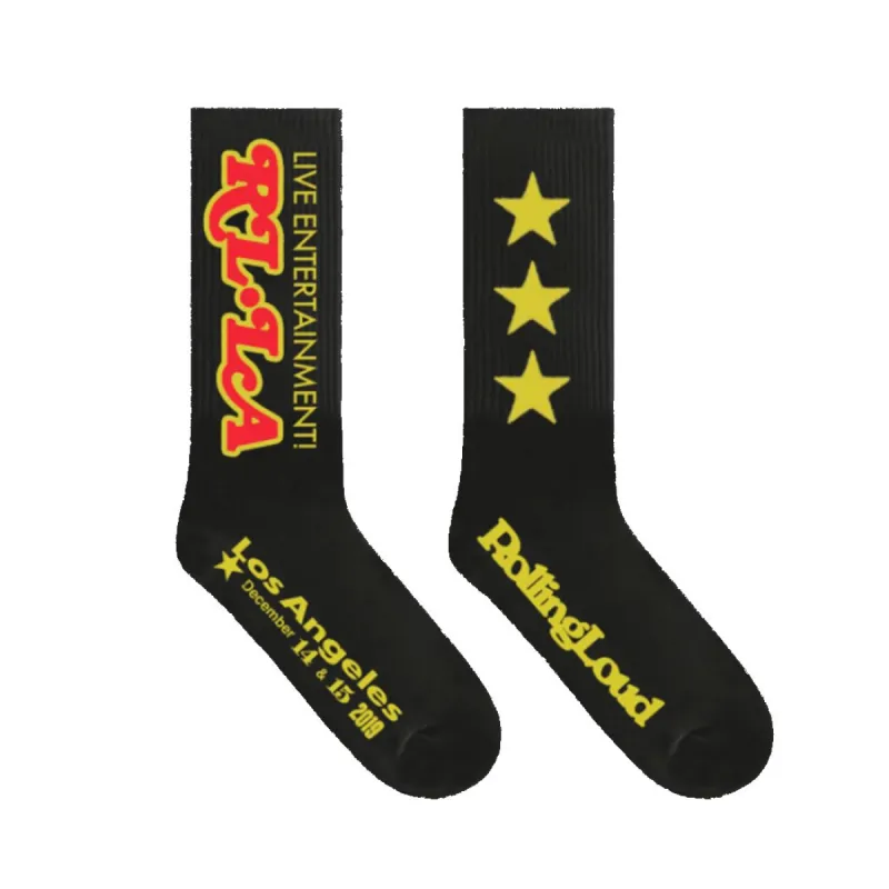LA19 RL Times Black Socks sold by Rolling Loud Merch