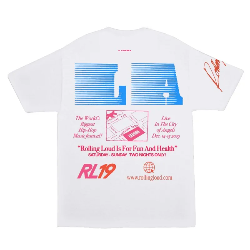 LA19 Speeding White Neon SS Tee sold by Rolling Loud Merch