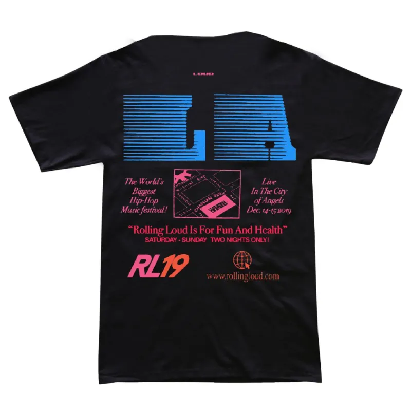 LA19 Speeding Black Neon SS Tee sold by Rolling Loud Merch