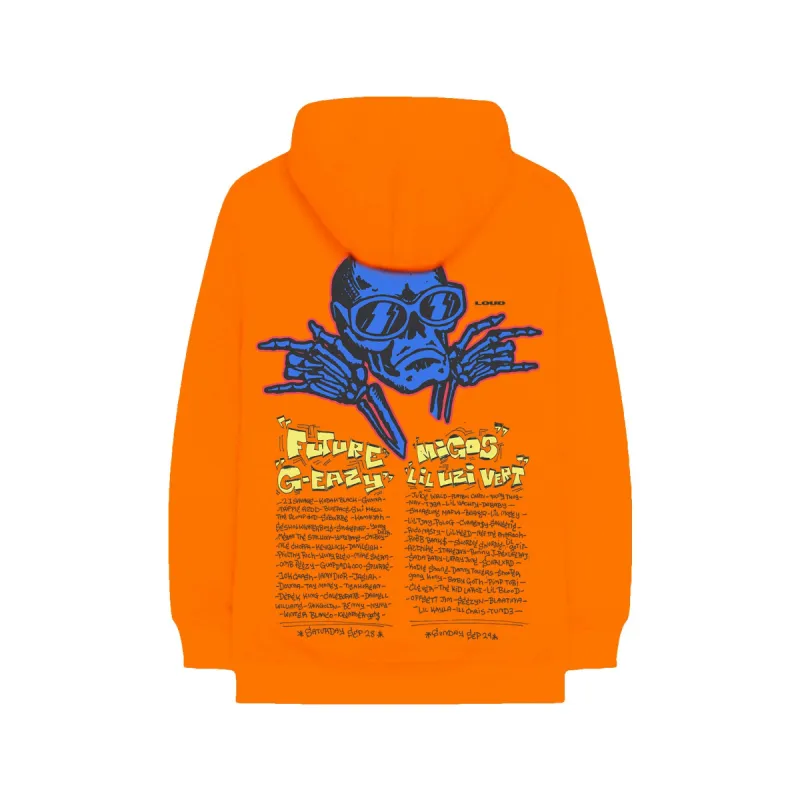 Retro Skull Orange Hoodie sold by Rolling Loud Merch