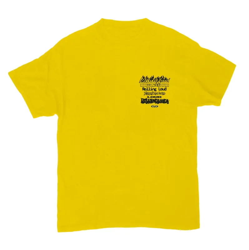 Bay Logo Stacked Yellow SS Tee sold by Rolling Loud Merch