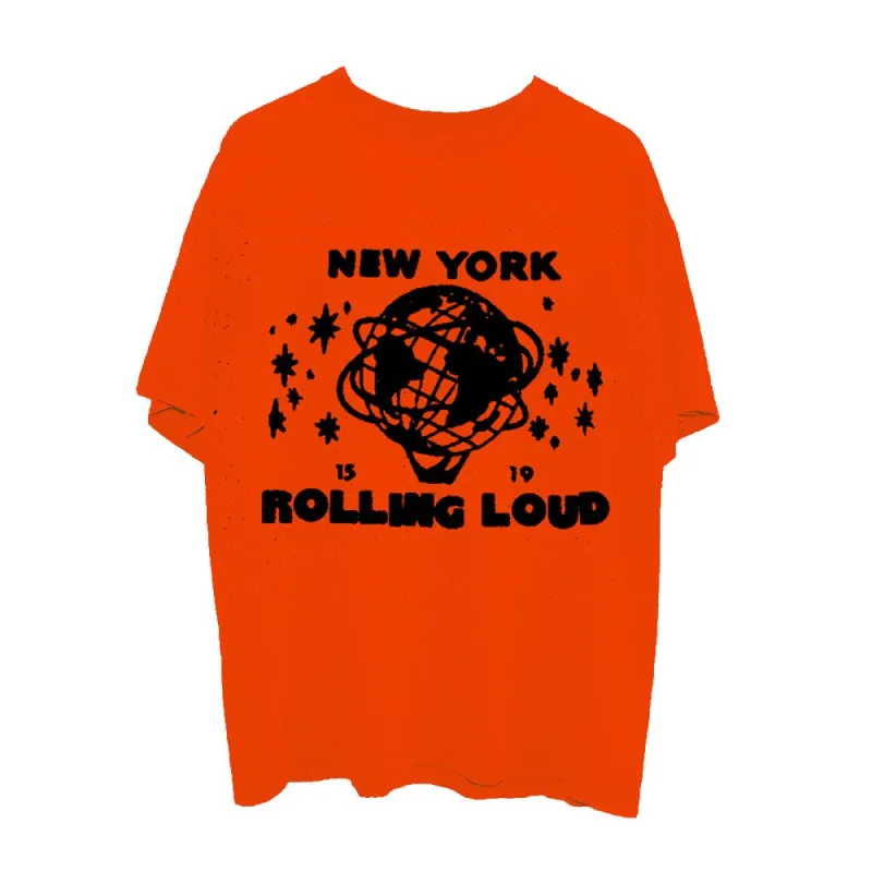 NY19 Worlds Fair Orange Line Up SS Tee sold by Rolling Loud Merch