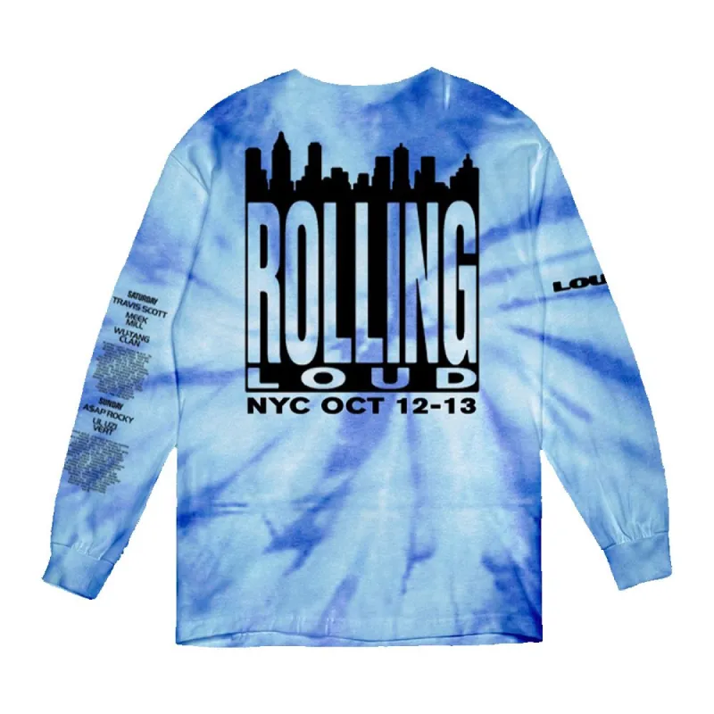 NY19 City Tie Dye LS Tee sold by Rolling Loud Merch