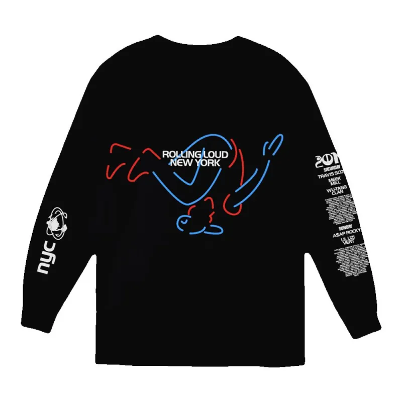 NY19 Shea Stadium Black LS Tee sold by Rolling Loud Merch
