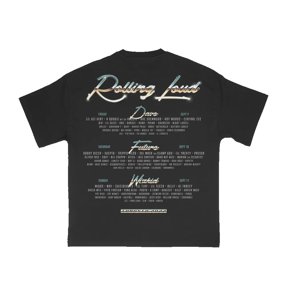 RL 80's Chrome T Shirt Black Toronto 22' sold by Rolling Loud Merch product image thumbnail 2