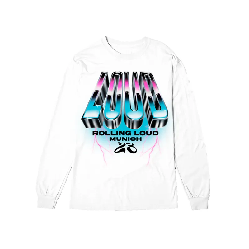 RL Munich 23 Blockbuster White Longsleeve made by Rolling Loud Merch