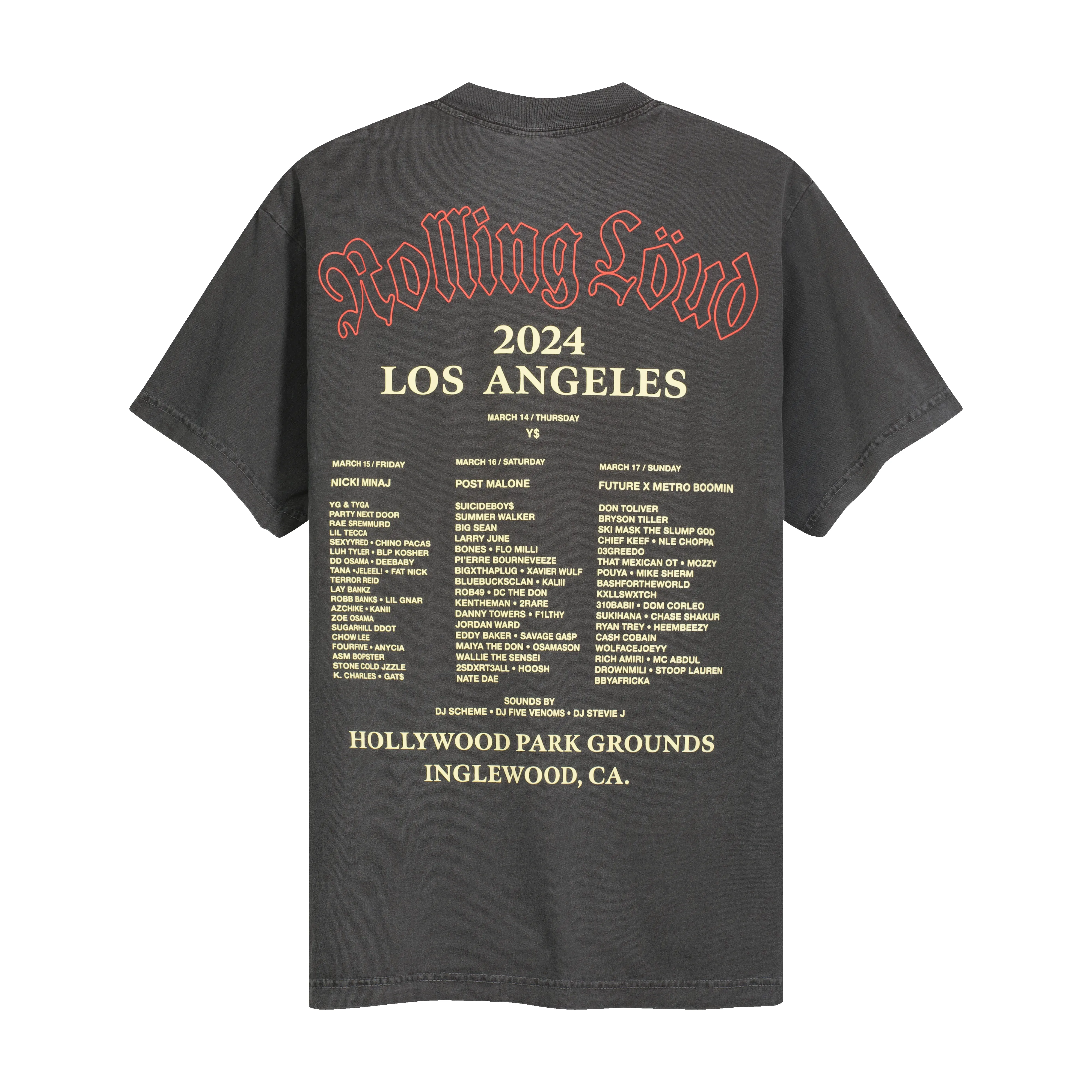 RL LA 24 Rack Em Up Washed Black Lineup Tee ( Web Exclusive ) sold by Rolling Loud Merch product image thumbnail 2