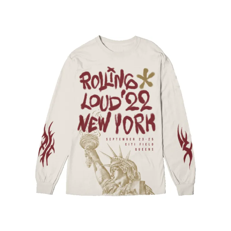 RL Tribal Metro Long Sleeve Tee Cream NYC 22 sold by Rolling Loud Merch