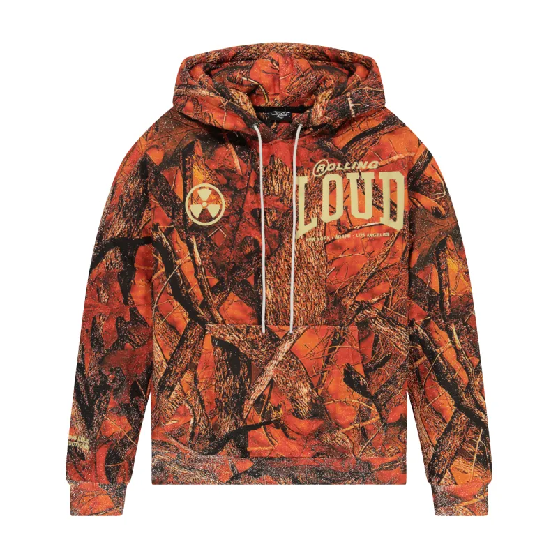 RL Open The Pit Orange Hunter Camo Hoodie sold by Rolling Loud Merch