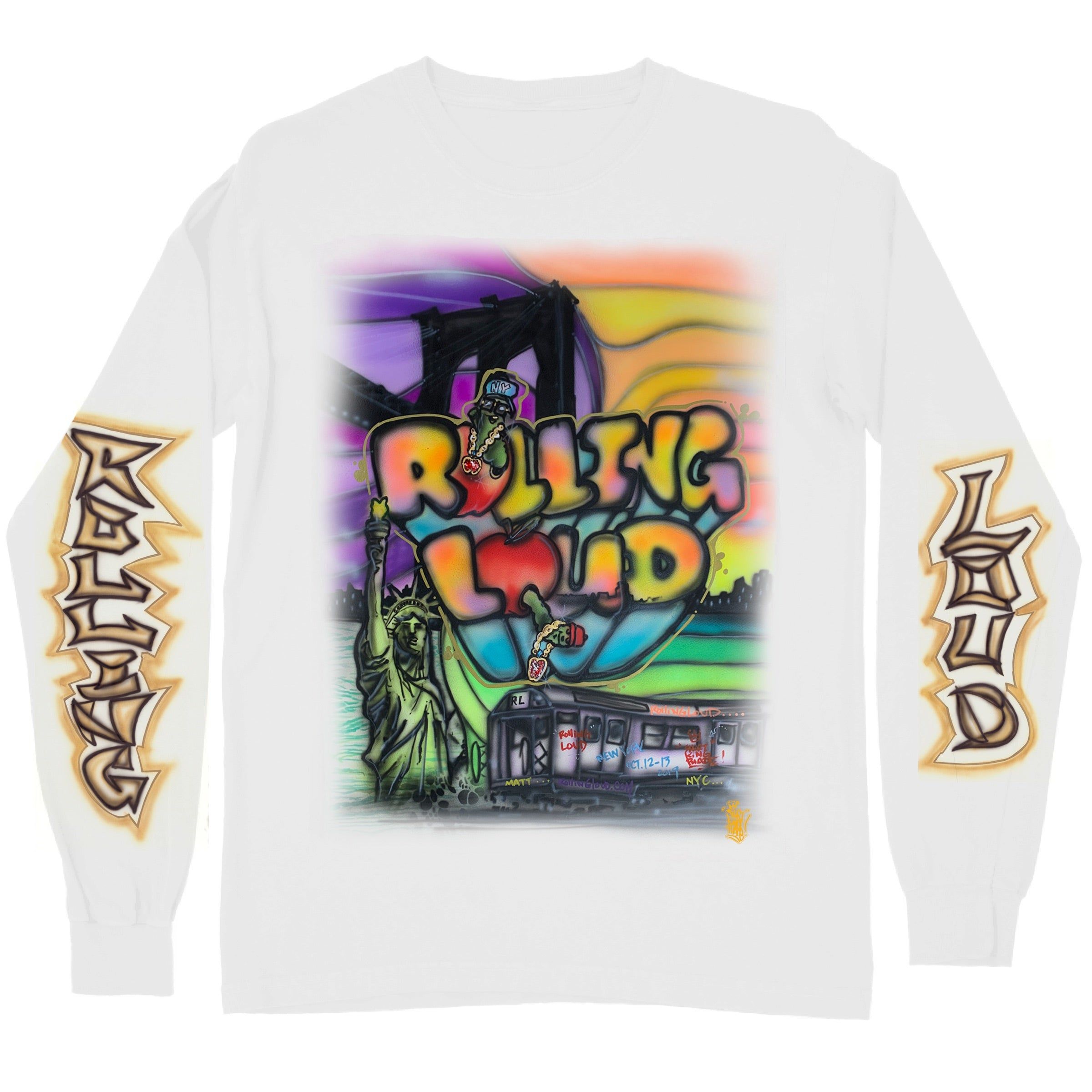 NY19 Phade x RL Air Brush Line Up LS Tee sold by Rolling Loud Merch