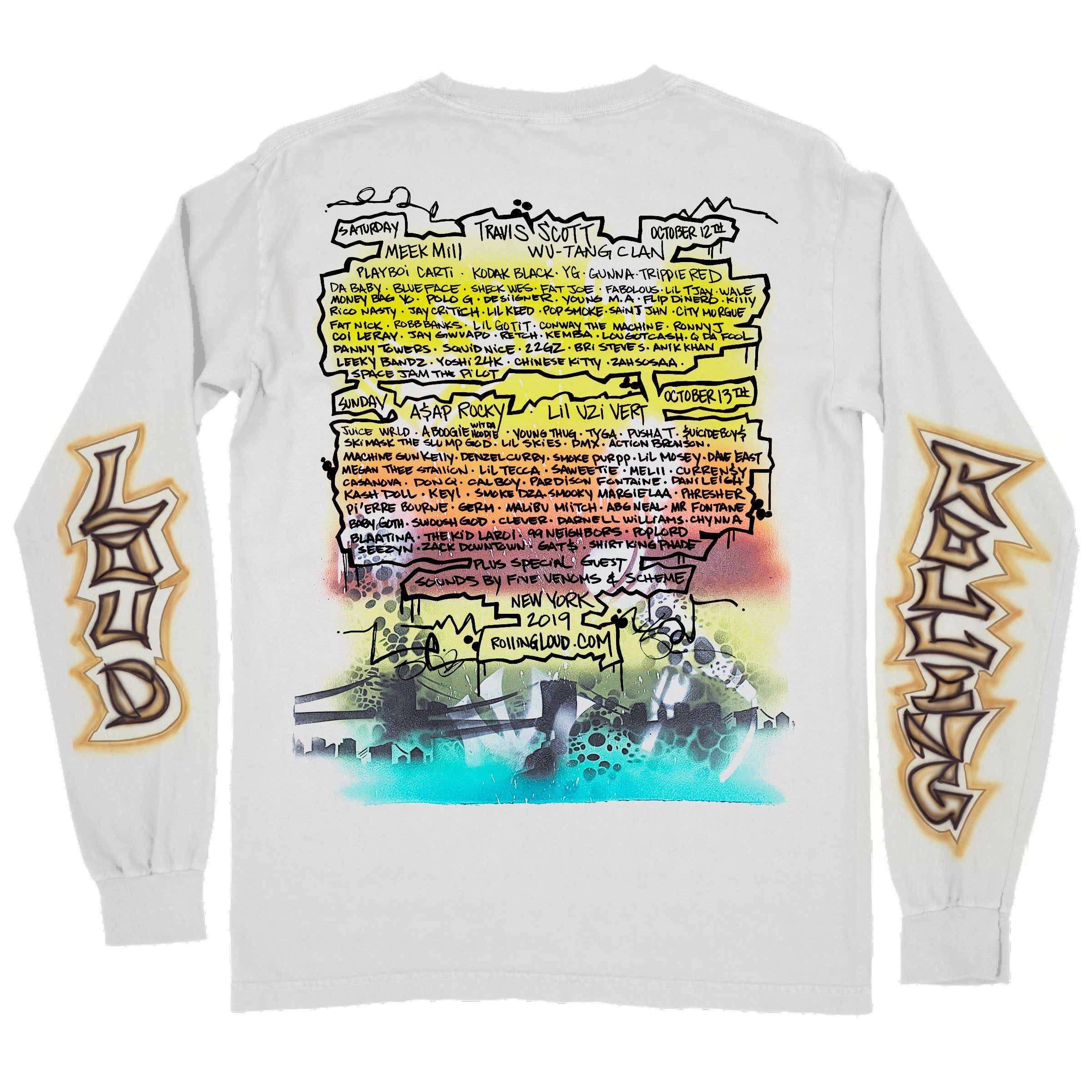 NY19 Phade x RL Air Brush Line Up LS Tee sold by Rolling Loud Merch product image thumbnail 2