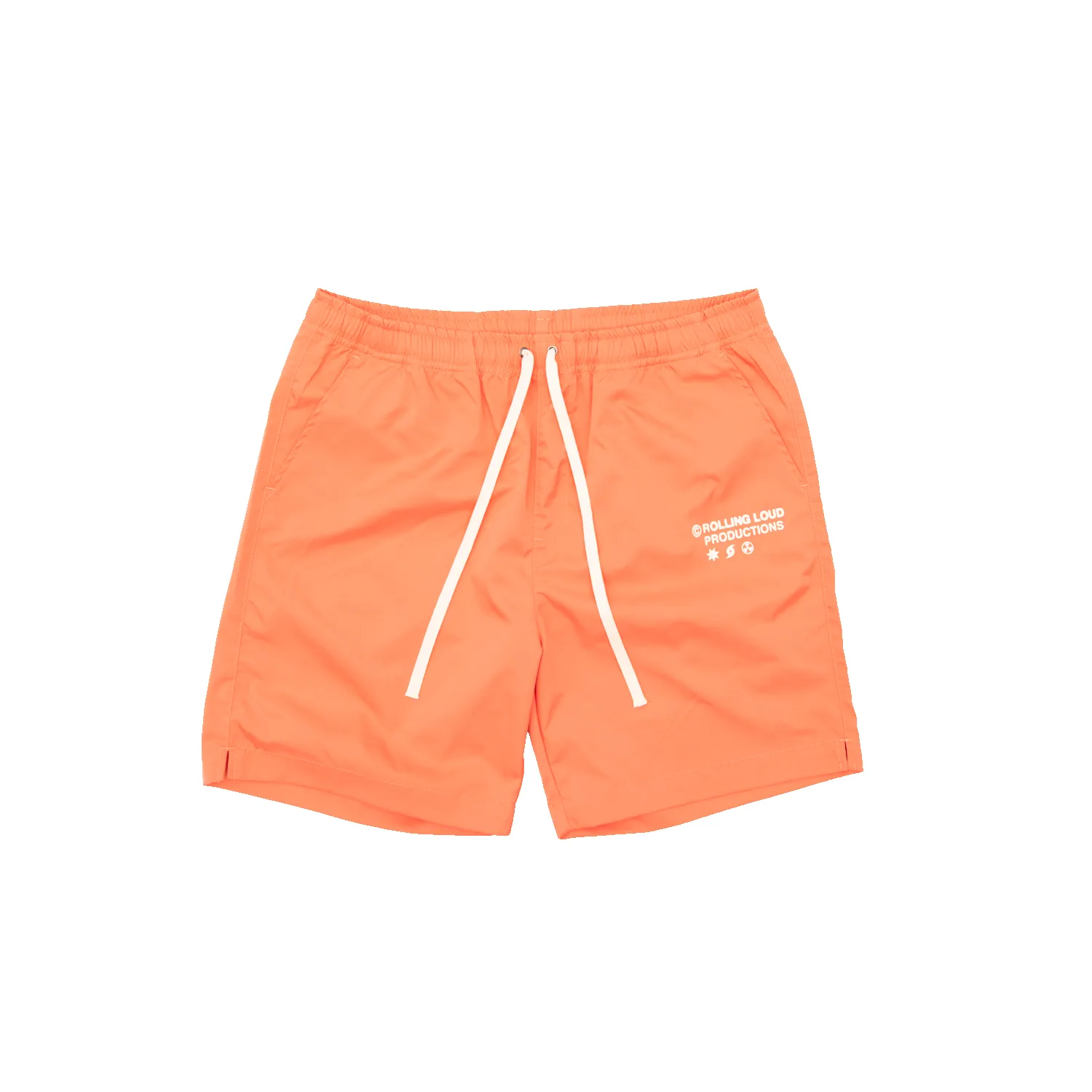RL Productions Iridescent Orange Nylon Shorts sold by Rolling Loud Merch