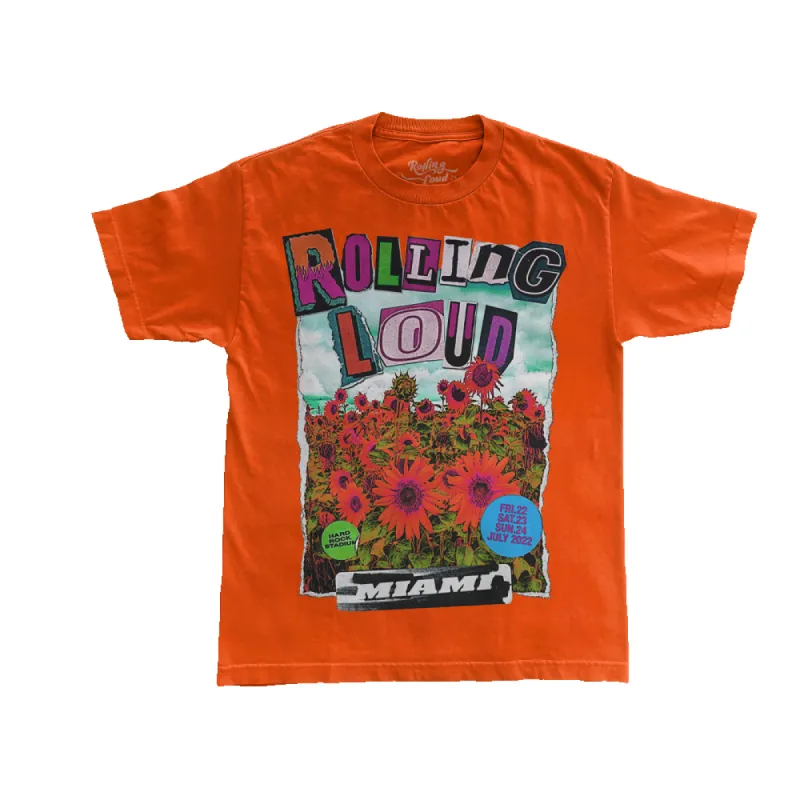 RL Sunflower T Shirt Orange Miami 22 sold by Rolling Loud Merch