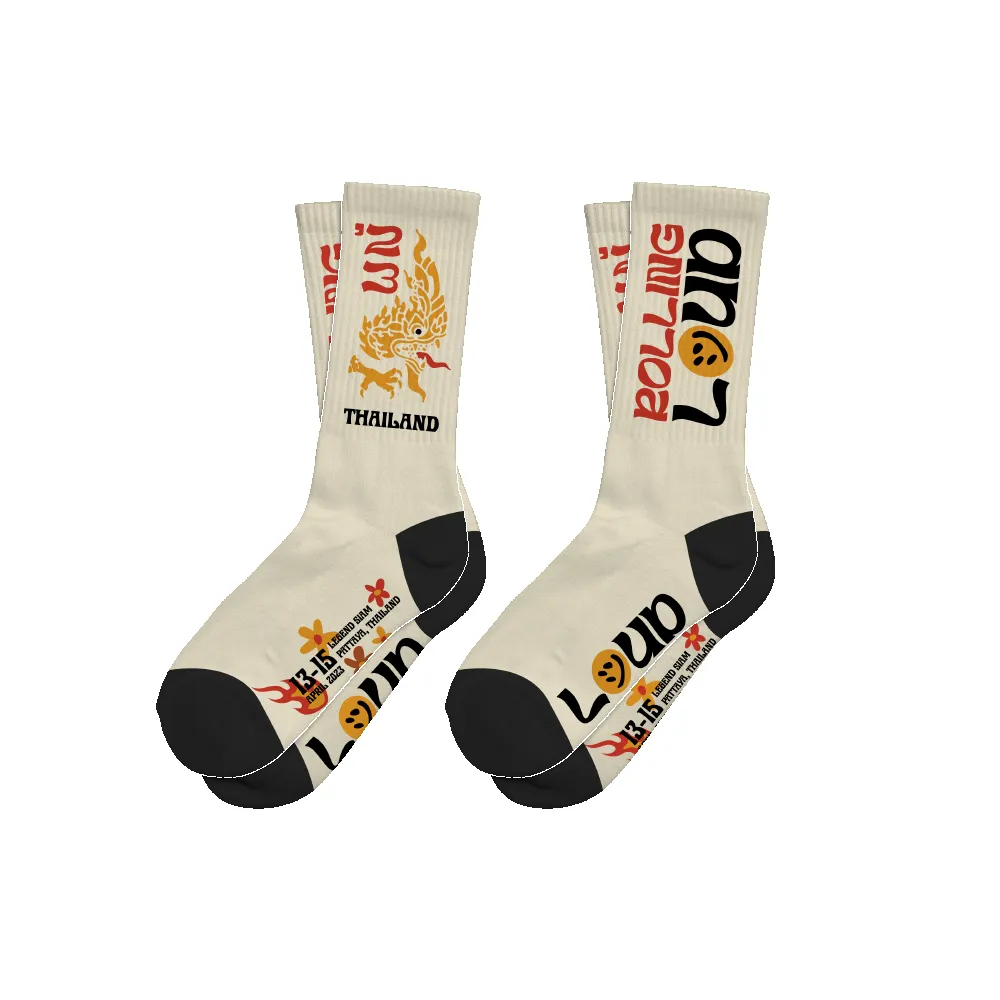 RL Thailand Scales Tan Socks sold by Rolling Loud Merch