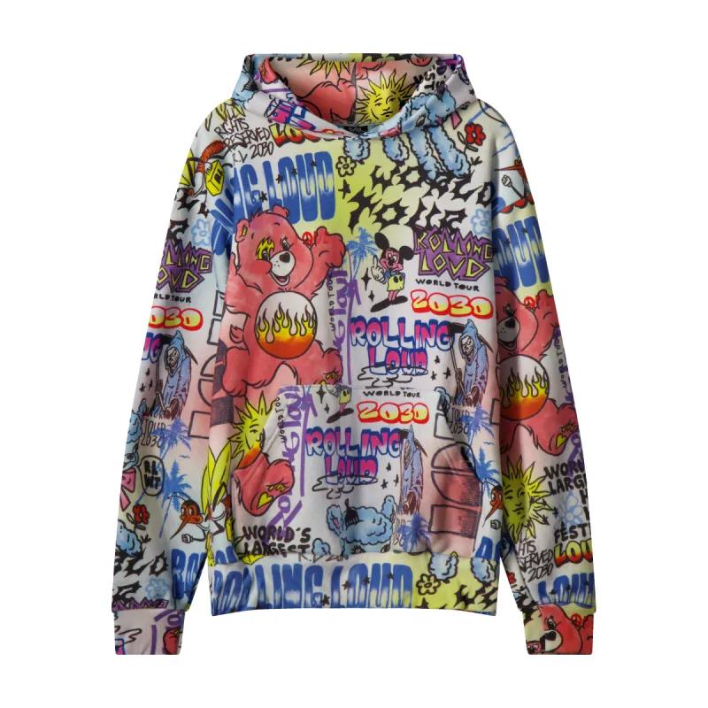 RL 2030 Sonic Swirl AOP TieDye PO Hoodie sold by Rolling Loud Merch