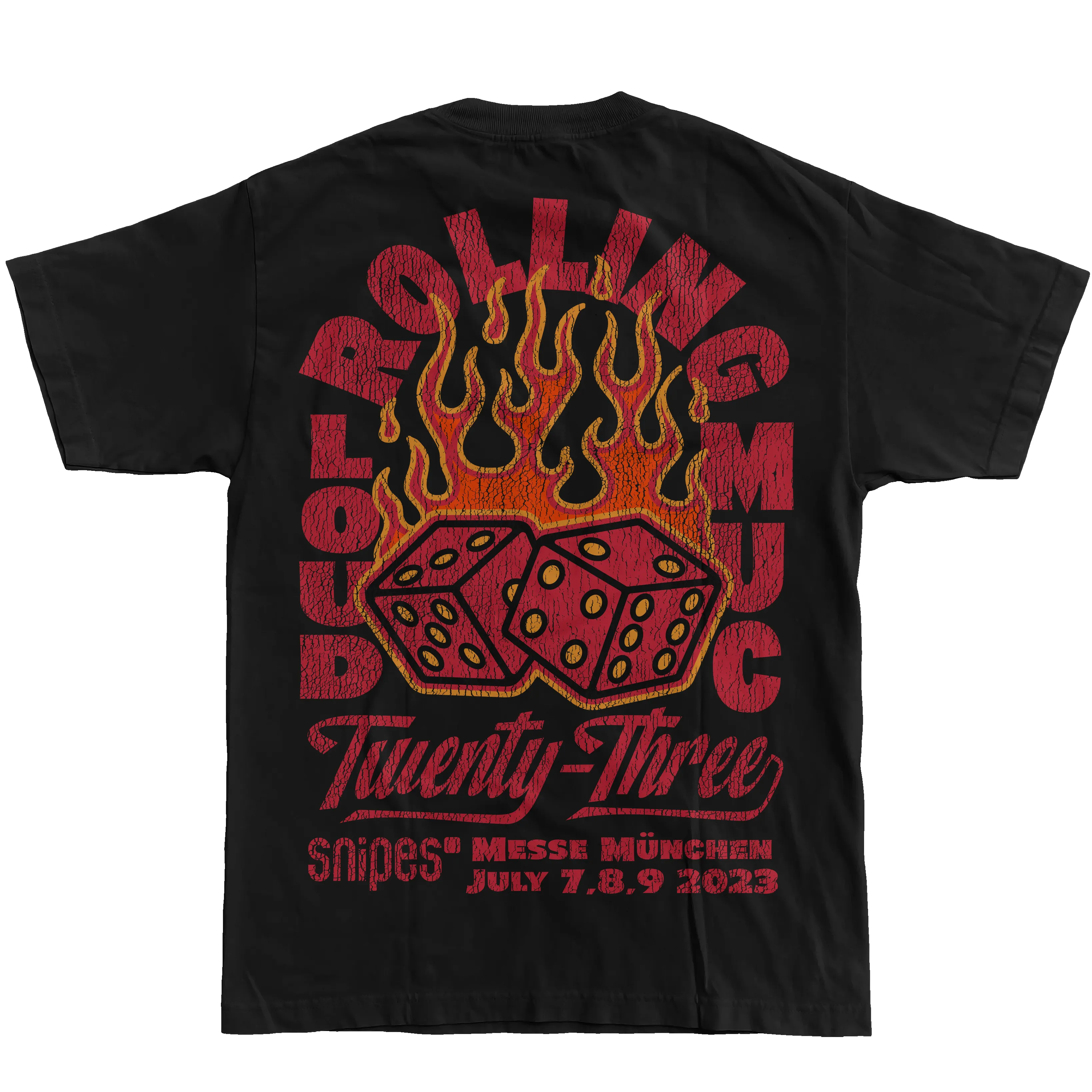 RL Munich 23 Flaming Dice Black Lineup Tee sold by Rolling Loud Merch