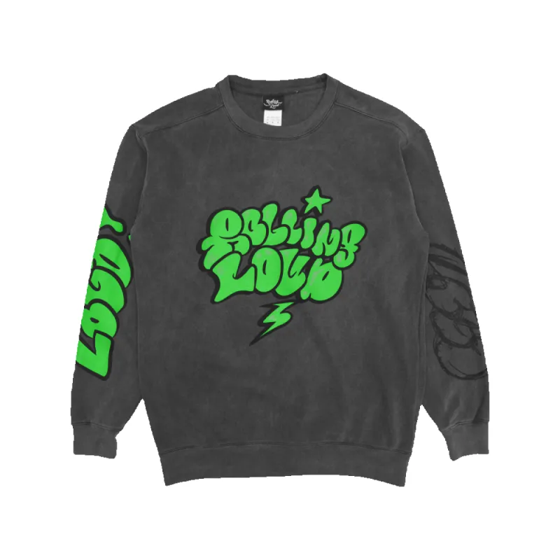 Sketch Vintage Black Crewneck Neon Green sold by Rolling Loud Merch