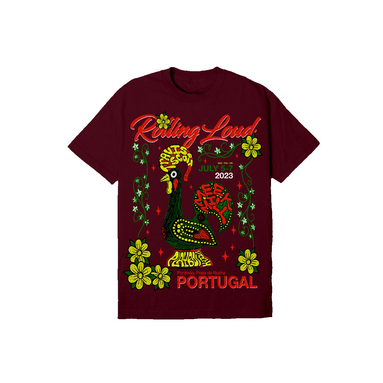 RL Portugal 23 Top of the Morning Burgundy Tee sold by Rolling Loud Merch