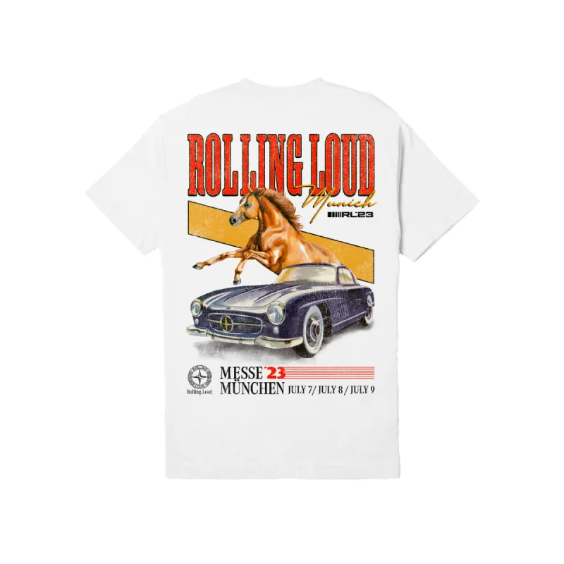 RL Munich 23 High Horse White Tee sold by Rolling Loud Merch