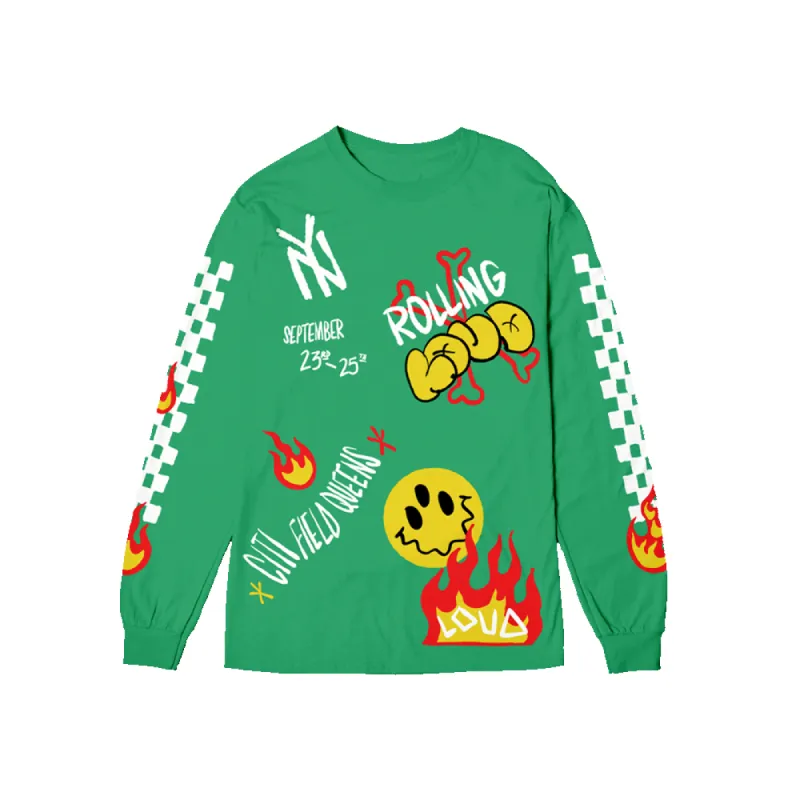 RL Hando Long Sleeve Tee Green NYC 22 sold by Rolling Loud Merch