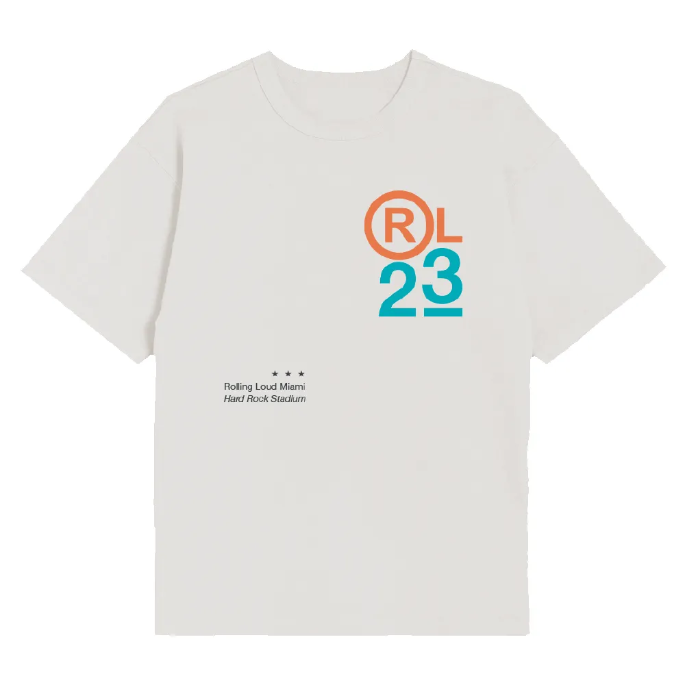RL Miami 23 Circle White Tee sold by Rolling Loud Merch