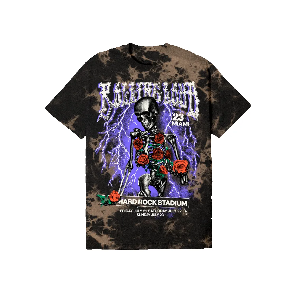 RL Miami 23 Secret Kingdom Bleach Dye Lineup Tee sold by Rolling Loud Merch