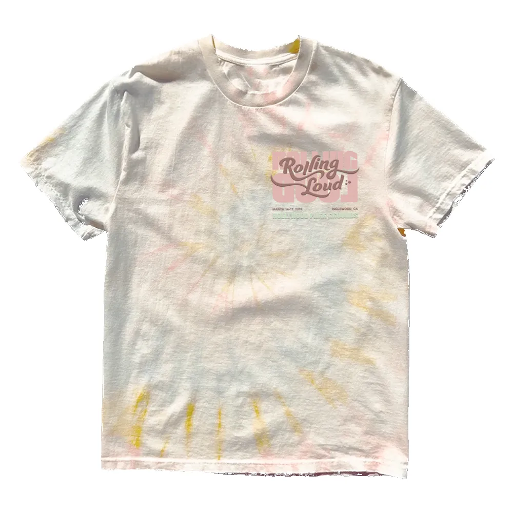 RL LA 24 Fisheye Lineup Distressed Pastel Tiedye Tee sold by Rolling Loud Merch product image thumbnail 2
