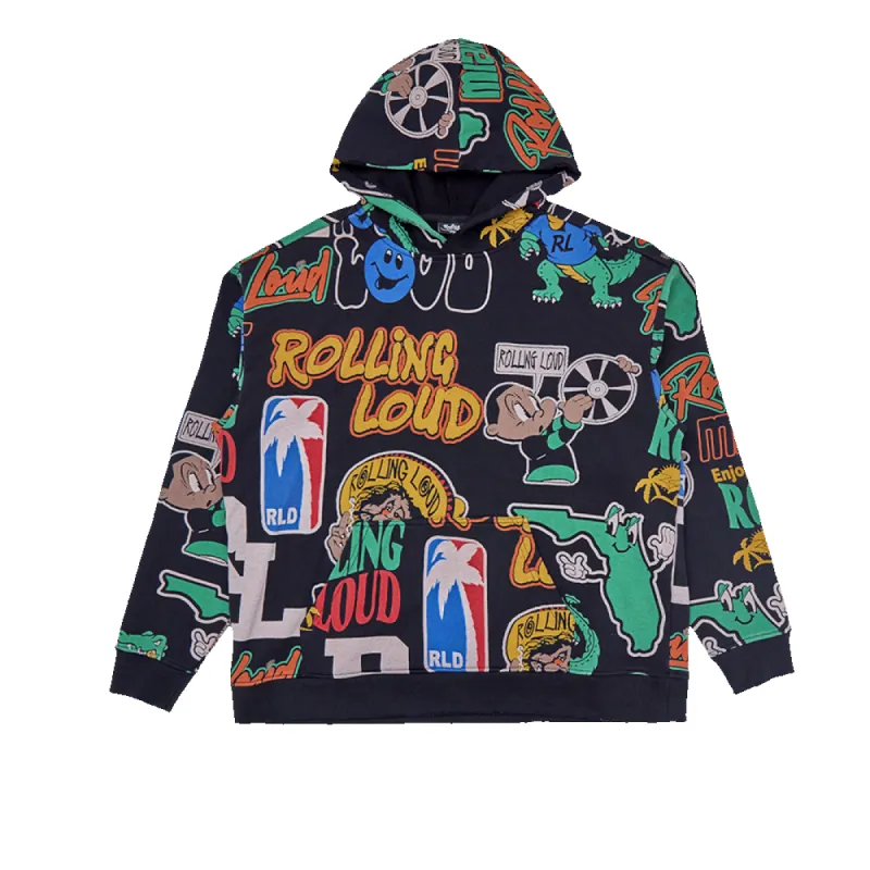 RL Classic All Over Hoodie Black sold by Rolling Loud Merch