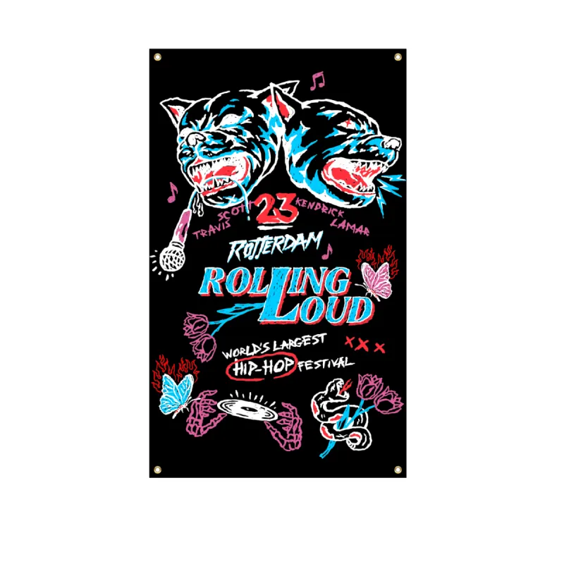 RL Rotterdam 23 Bite Back Black Flag sold by Rolling Loud Merch