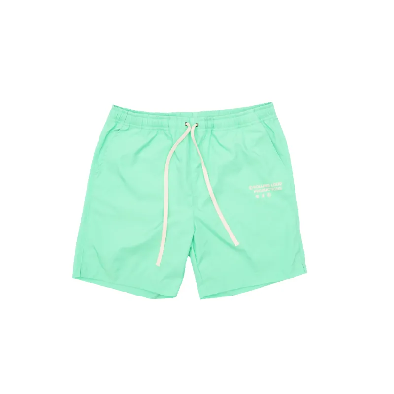 RL Productions Aqua Iridescent Nylon Shorts sold by Rolling Loud Merch