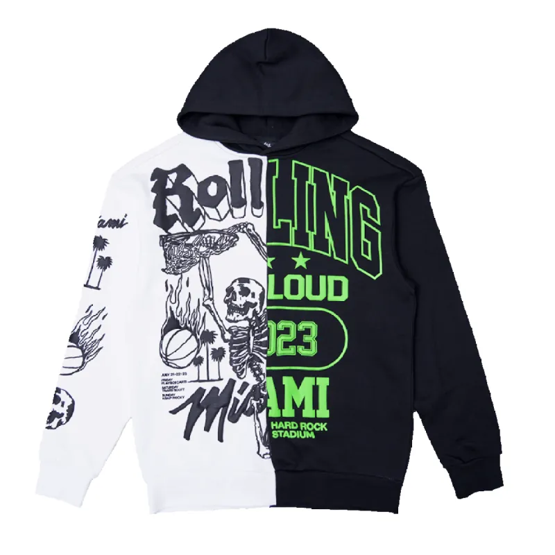 RL Miami 23 Double Trouble Split Black & White Hoodie sold by Rolling Loud Merch