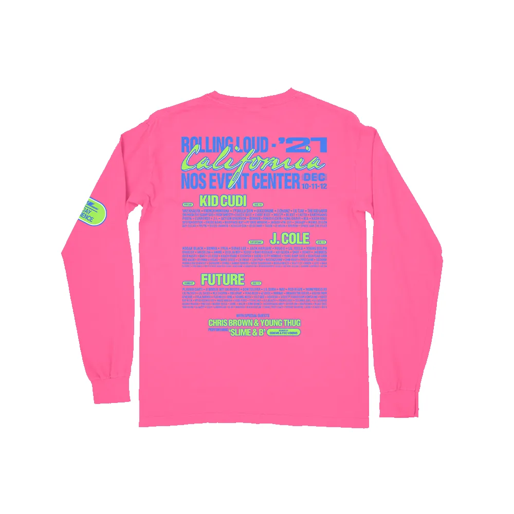 RL Line Up Tee Peony Long Sleeve CALI 2021 sold by Rolling Loud Merch product image thumbnail 2
