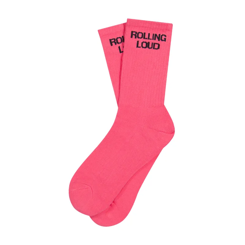 RL Classic Highlighter Neon Pink Socks sold by Rolling Loud Merch