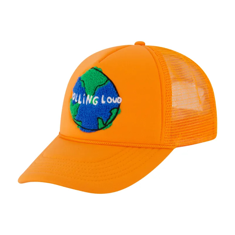 Chenille World Tour Orange Trucker Hat sold by Rolling Loud Merch