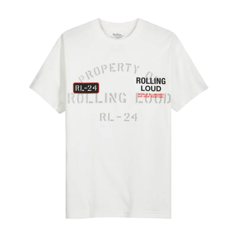 RL LA 24 Property Of White Lineup Tee ( Web Exclusive ) sold by Rolling Loud Merch